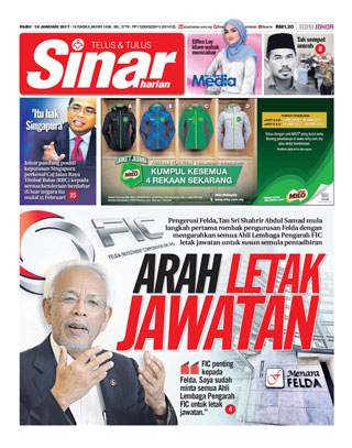 Sinar Harian Edisi Johor 18.01.17