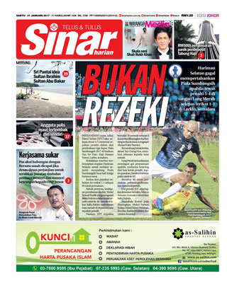 Sinar Harian Edisi Johor 21.01.17
