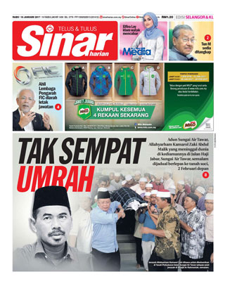 Sinar Harian Edisi Selangor/KL 18.01.17