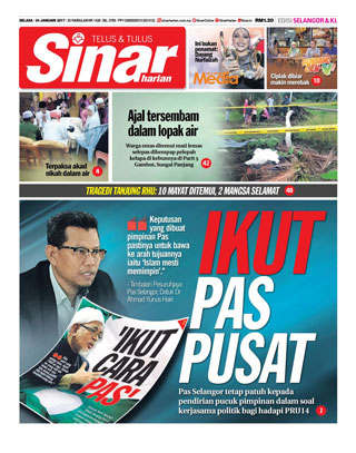 Sinar Harian Edisi Selangor/KL 24.01.17