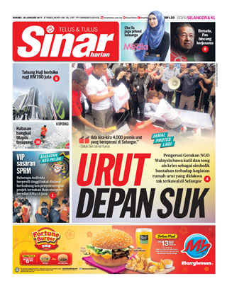 Sinar Harian Edisi Selangor/KL 26.01.17
